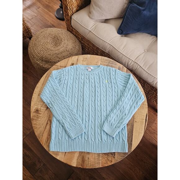 Lilly Pulitzer Cableknit Sweater Women's Size M Aqua Preppy - Picture 10 of 12